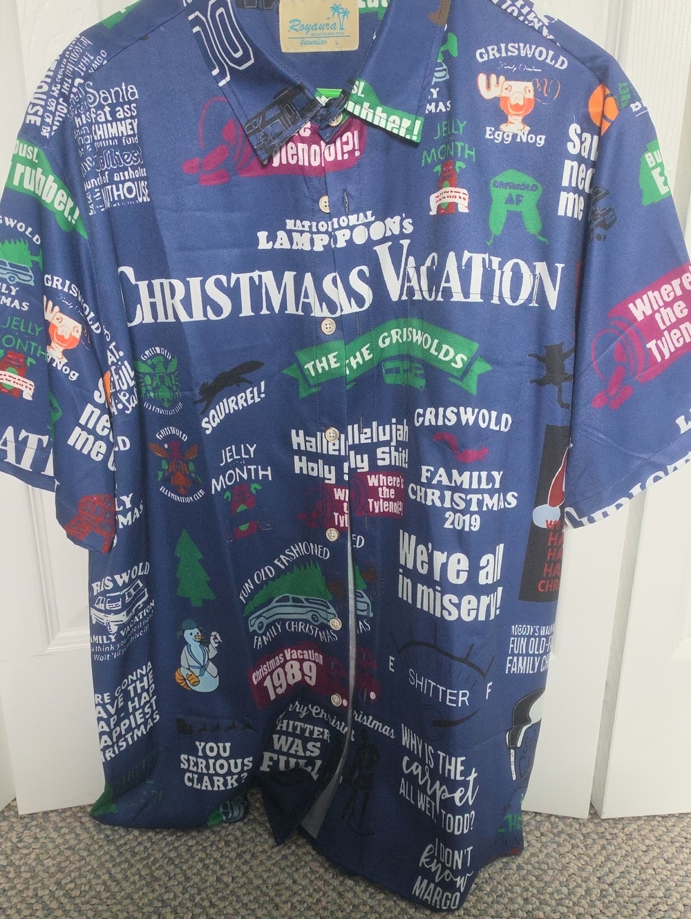 Christmas Vacation Graphic Button-Up Shirt Size L